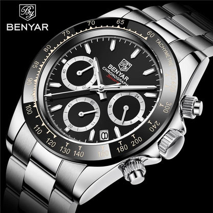 Benyar Men's Luxury Brand Chronograph Sport Waterproof Stainless Steel Quartz Watch The Clothing Company Sydney