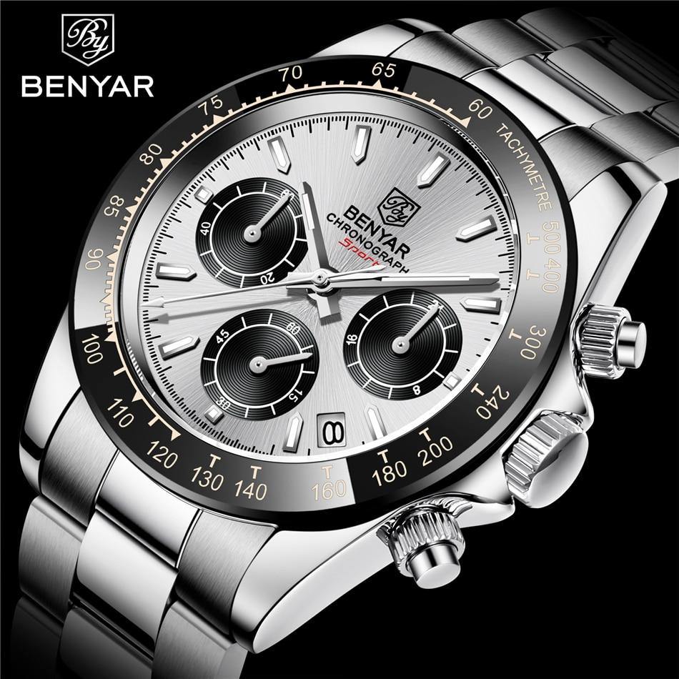 Benyar Men's Luxury Brand Chronograph Sport Waterproof Stainless Steel Quartz Watch The Clothing Company Sydney