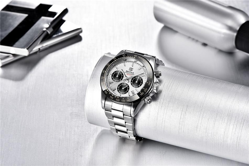 Benyar Men's Luxury Brand Chronograph Sport Waterproof Stainless Steel Quartz Watch The Clothing Company Sydney