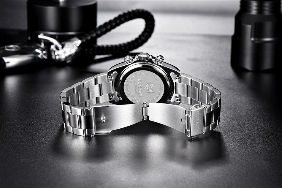 Benyar Men's Luxury Brand Chronograph Sport Waterproof Stainless Steel Quartz Watch The Clothing Company Sydney