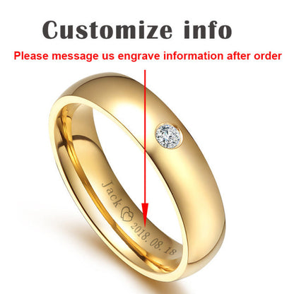 Classic Wedding Rings for Women Men Gold Colour Stainless Steel Couple Band Anniversary Personalized Ring The Clothing Company Sydney