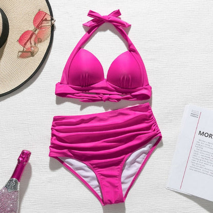 2 Piece High waist bikini set Halter bathing suit swimsuit Plus size bikini Floral print swimwear The Clothing Company Sydney