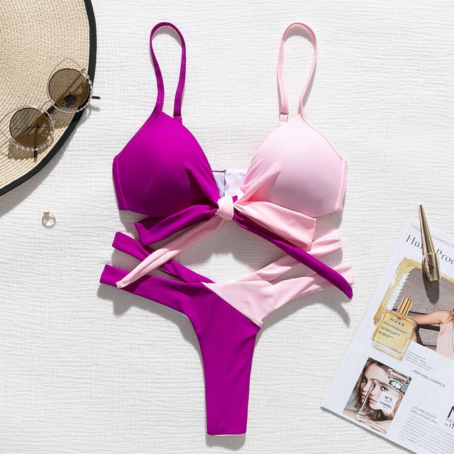 Brazilian Push up Bandage neon swimwear bathing suit High cut bikini swimsuit The Clothing Company Sydney