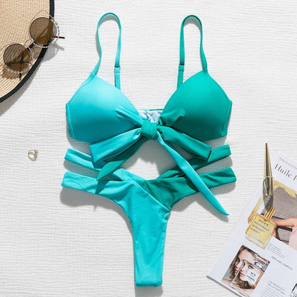 Brazilian Push up Bandage neon swimwear bathing suit High cut bikini swimsuit The Clothing Company Sydney