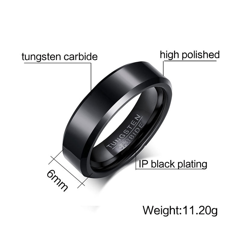 Black Tungsten Carbide Men's Ring Wedding Engagement Ring The Clothing Company Sydney