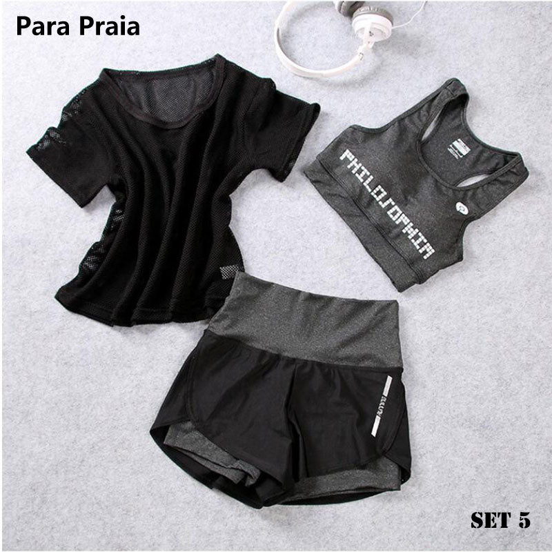 3 Piece High Waist Three Piece Yoga Set Sportswear for Women Sports Bra Fitness Clothing Women Sports Shorts Gym Workout Crop Top Women The Clothing Company Sydney