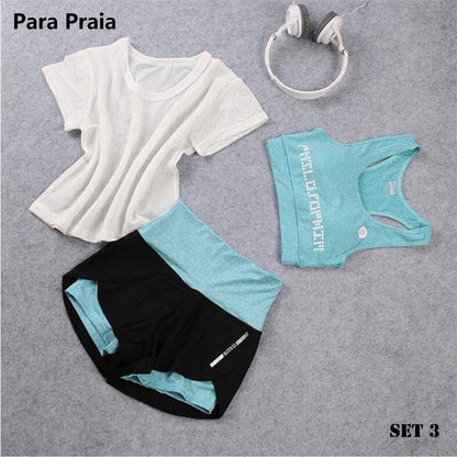 3 Piece High Waist Three Piece Yoga Set Sportswear for Women Sports Bra Fitness Clothing Women Sports Shorts Gym Workout Crop Top Women The Clothing Company Sydney