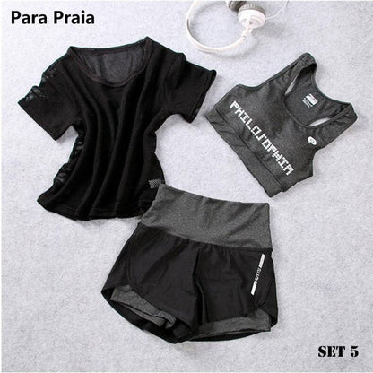 3 Piece High Waist Three Piece Yoga Set Sportswear for Women Sports Bra Fitness Clothing Women Sports Shorts Gym Workout Crop Top Women The Clothing Company Sydney
