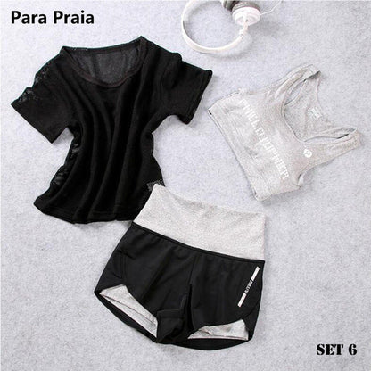 3 Piece High Waist Three Piece Yoga Set Sportswear for Women Sports Bra Fitness Clothing Women Sports Shorts Gym Workout Crop Top Women The Clothing Company Sydney