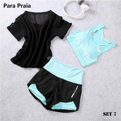 3 Piece High Waist Three Piece Yoga Set Sportswear for Women Sports Bra Fitness Clothing Women Sports Shorts Gym Workout Crop Top Women The Clothing Company Sydney