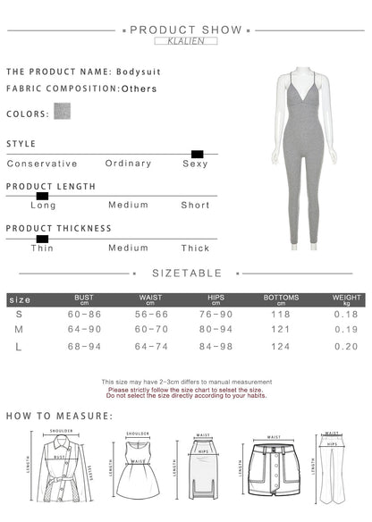 Summer Casual Sport Fitness Streetwear Jumpsuit Sexy V Neck Backless Skinny Elastic Jumpsuit Yoga Outfit The Clothing Company Sydney