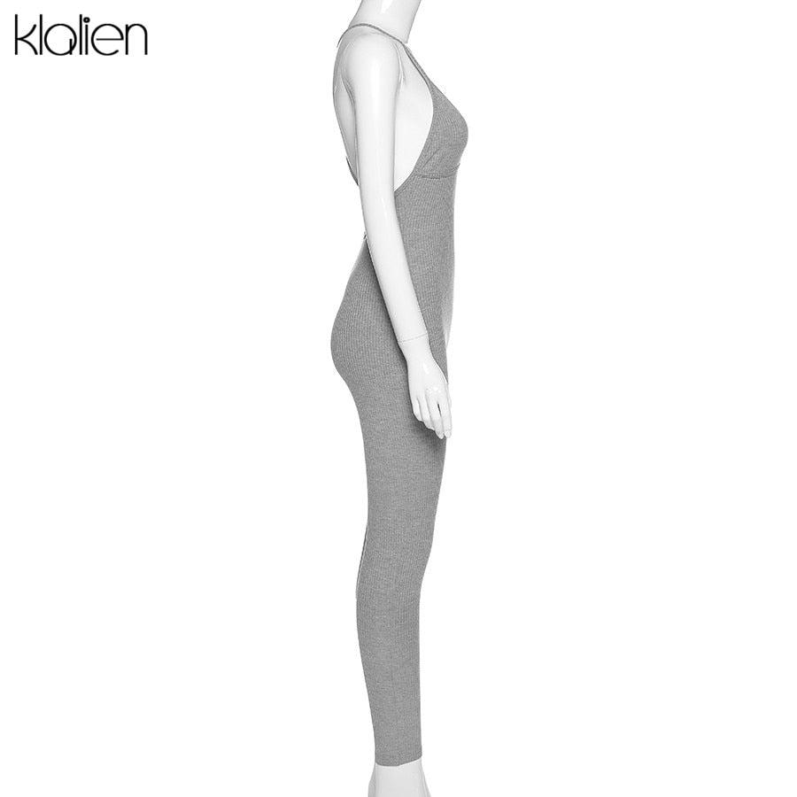 Summer Casual Sport Fitness Streetwear Jumpsuit Sexy V Neck Backless Skinny Elastic Jumpsuit Yoga Outfit The Clothing Company Sydney