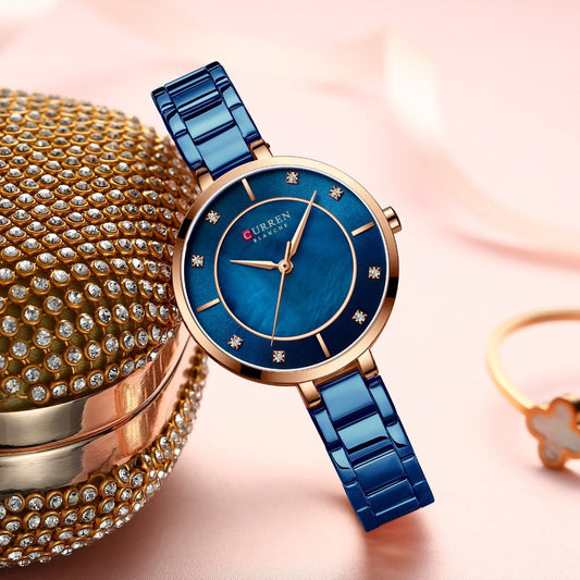 Ladies Fashion Luxury Rhinestone Dial Quartz Clock Water Resistant Stainless Steel Band Wristwatch Watch The Clothing Company Sydney