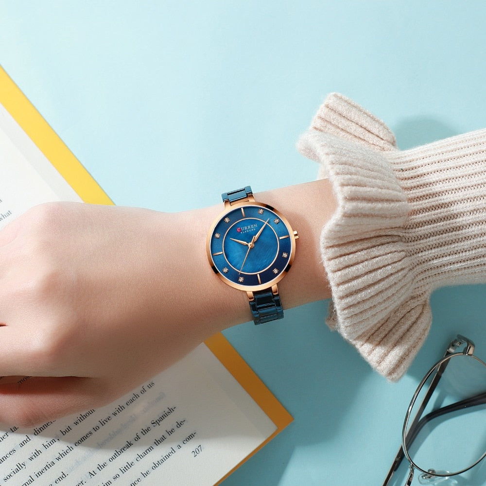 Ladies Fashion Luxury Rhinestone Dial Quartz Clock Water Resistant Stainless Steel Band Wristwatch Watch The Clothing Company Sydney