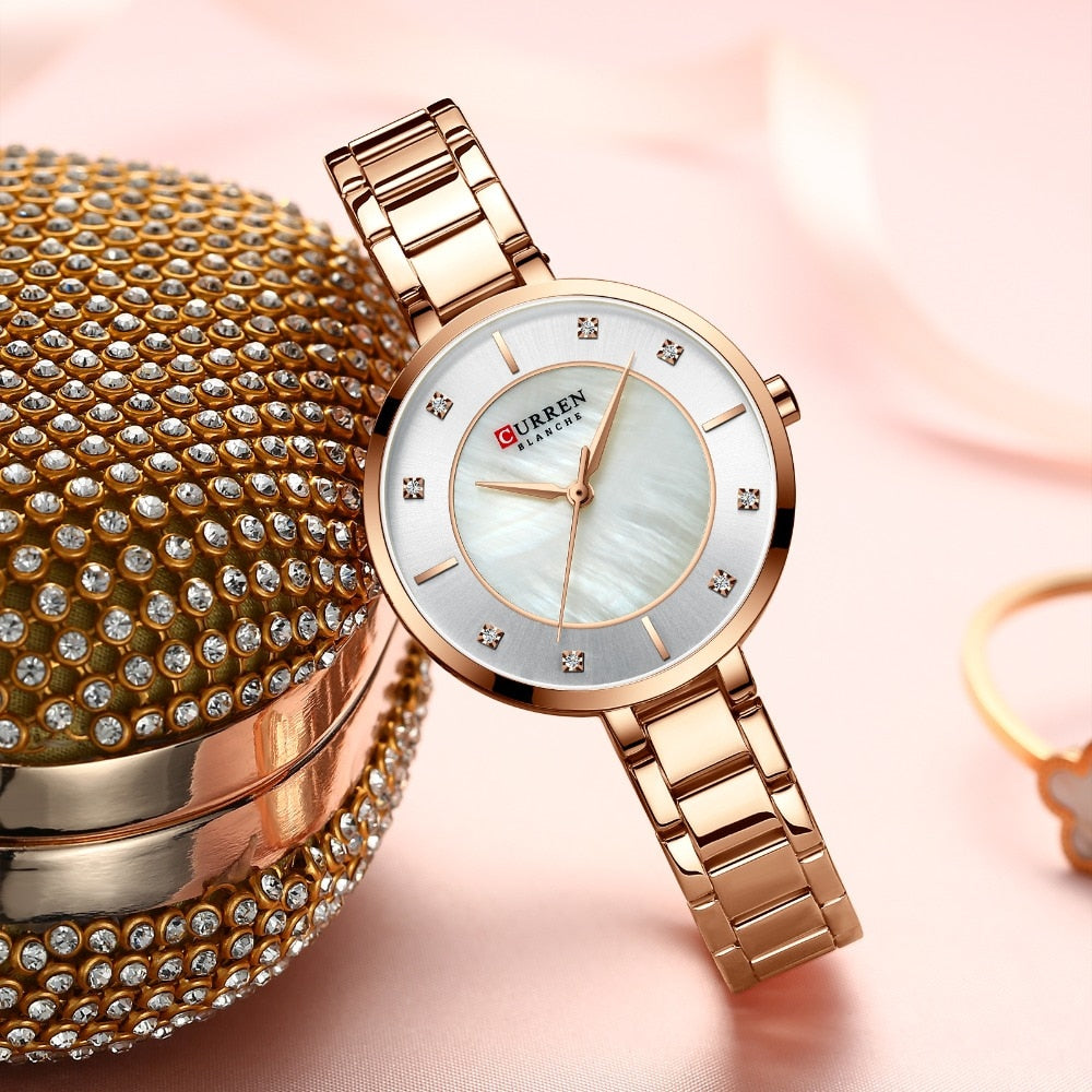 Ladies Fashion Luxury Rhinestone Dial Quartz Clock Water Resistant Stainless Steel Band Wristwatch Watch The Clothing Company Sydney