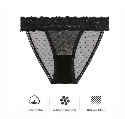 Lace Lingerie Dot Mesh Low-waist Soft Underwear G String Thong Transparent Panties The Clothing Company Sydney