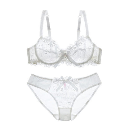 Fashion embroidery bras underwear women set plus size lingerie sexy C D cup Ultrathin transparent bra panties lace bra set The Clothing Company Sydney