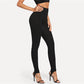 Black Casual High Rise Stirrup Solid Long Skinny Pants Leggings The Clothing Company Sydney