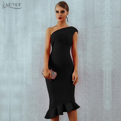 Summer Ladies Bandage One Shoulder Sleeveless Ruffles Nightclub Dress Celebrity Evening Party Dress The Clothing Company Sydney