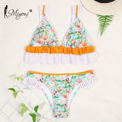 Deep V Neck Bikini Floral Print Swimsuit Bow Swimwear Lace Up Bikini Set The Clothing Company Sydney