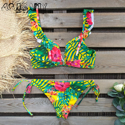2 Piece Brazilian Women Print Side Tie Swimwear Push Up Swimsuit Bath Suit Bikini Set The Clothing Company Sydney