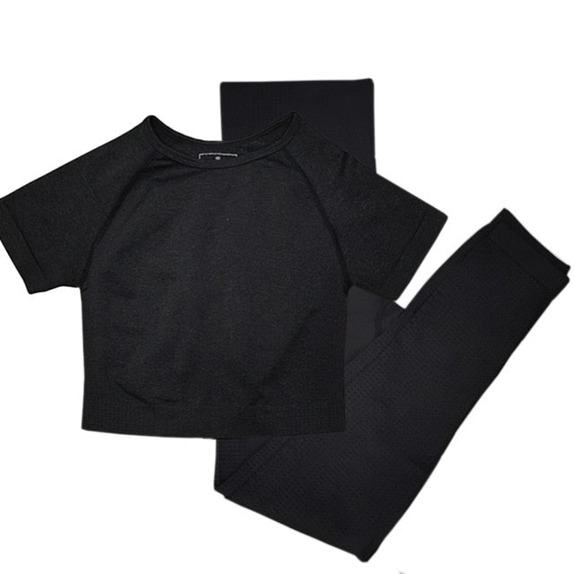 3 Piece Ladies Seamless Vital Yoga Workout Sport Pants Bra Gym Short Crop Top High Waist Running Leggings Sports Set The Clothing Company Sydney