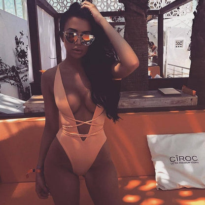 One Piece Swimsuit Solid Swimwear Women Bandage Monokini Swimsuit Backless Bathing Suit Beachwear The Clothing Company Sydney