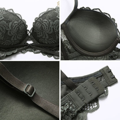 2 Piece Push Up Bra Deep V Brassiere Thick Cotton Women Underwear Lace Embroidered Lingerie Set The Clothing Company Sydney