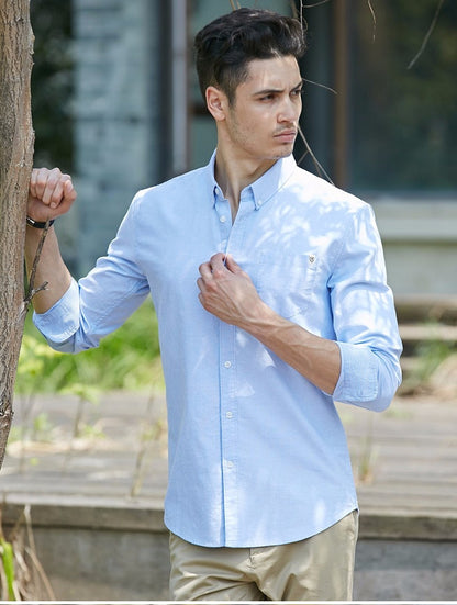 Casual Men's brand new long sleeve slim fit solid male shirts The Clothing Company Sydney