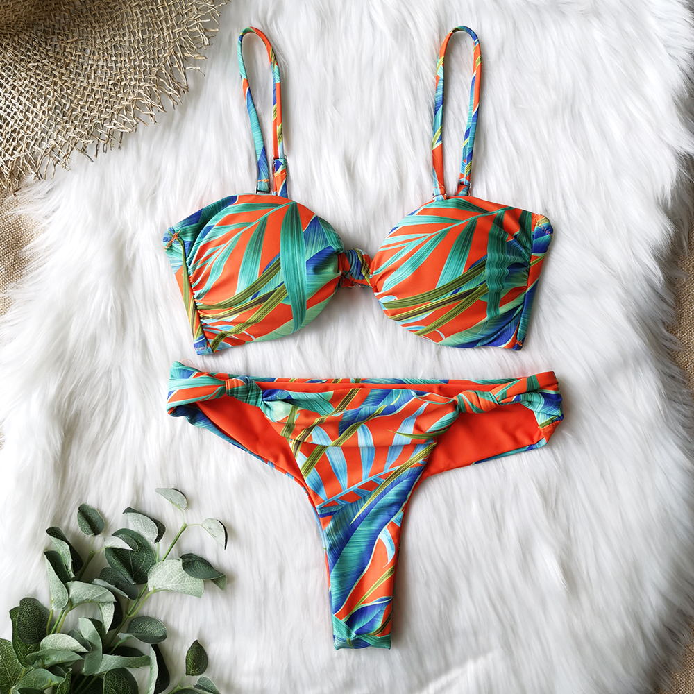 2 Piece Brazilian Women Print Side Tie Swimwear Push Up Swimsuit Bath Suit Bikini Set The Clothing Company Sydney