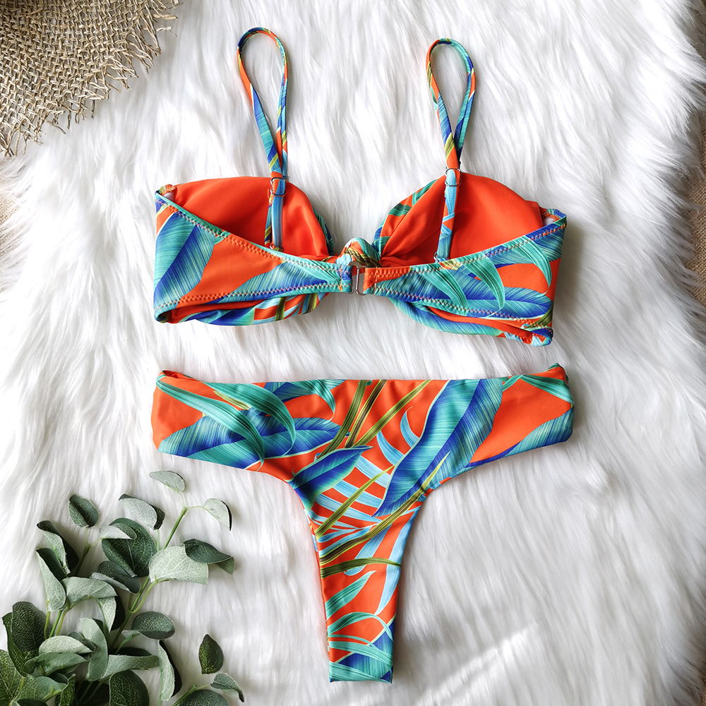 2 Piece Brazilian Women Print Side Tie Swimwear Push Up Swimsuit Bath Suit Bikini Set The Clothing Company Sydney