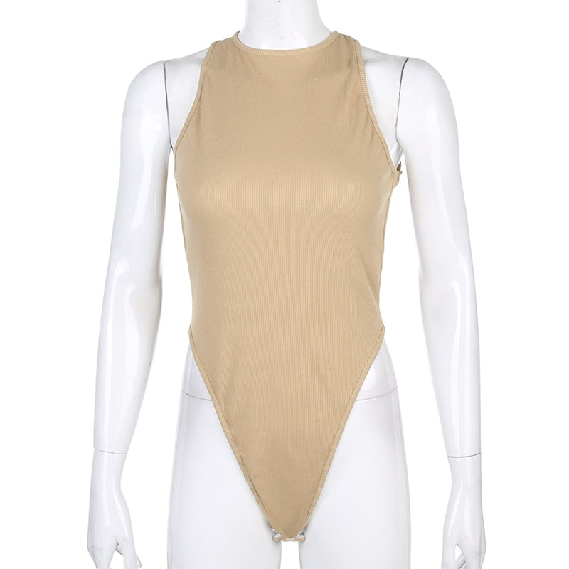 Backless Cross Tank Ribbed Knitted Solid Basic Body Fashion Sleeveless Bodysuits The Clothing Company Sydney