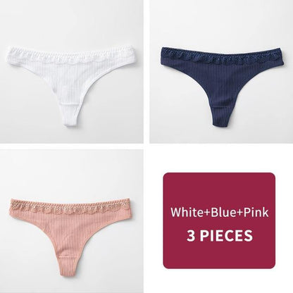 3 Pack Women's Cotton G-String Thong Panties String Briefs Sexy Lingerie Intimate Letter Low-Rise Underwear The Clothing Company Sydney