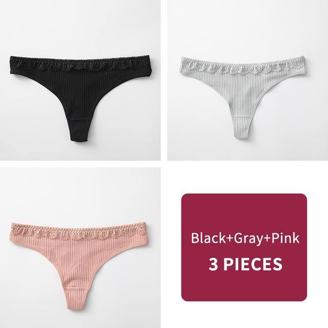 3 Pack Women's Cotton G-String Thong Panties String Briefs Sexy Lingerie Intimate Letter Low-Rise Underwear The Clothing Company Sydney