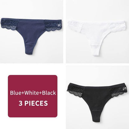 3 Pack Women's Cotton G-String Thong Panties String Briefs Sexy Lingerie Intimate Letter Low-Rise Underwear The Clothing Company Sydney