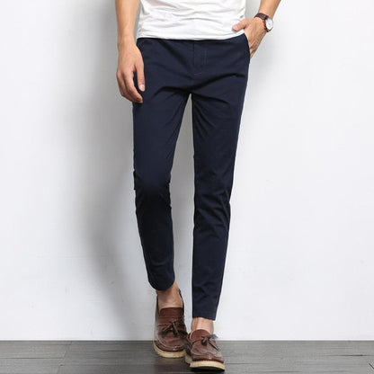 Autumn Mens Fashion Solid Color Casual Straight Slight Elastic Ankle-Length High Quality Formal Trousers Pants The Clothing Company Sydney