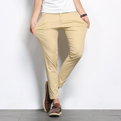 Autumn Mens Fashion Solid Color Casual Straight Slight Elastic Ankle-Length High Quality Formal Trousers Pants The Clothing Company Sydney