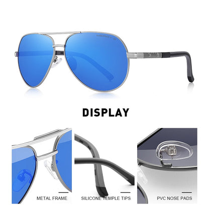 Designer Men's Classic Aluminum HD Polarized Pilot Sunglasses Aviation Frame For Driving UV400 Protection The Clothing Company Sydney