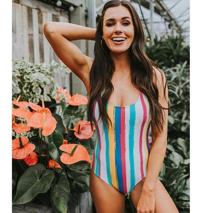 Printed One Piece Swimwear Swimsuit Sexy Monokini Padded Swim Suit Retro Bodysuit Bathing Suit High Cut Beach Wear The Clothing Company Sydney