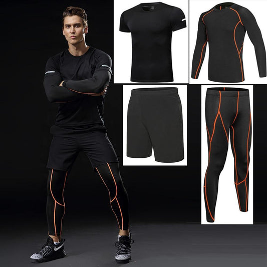 4 piece Men Running Fitness Compression Tracksuit Fitness Tight Running T-shirt Legging Sportswear Gym Sport set The Clothing Company Sydney
