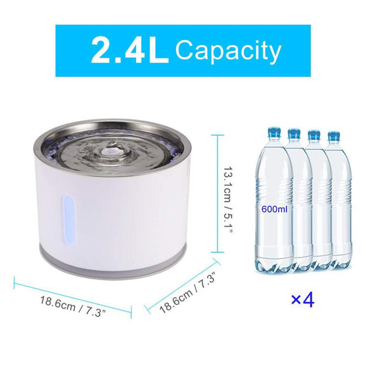 2.4L Automatic Pet Cat Water Fountain with LED Electric USB Dog Cat Pet Mute Drinker Feeder Bowl Pet Drinking Fountain Dispenser The Clothing Company Sydney