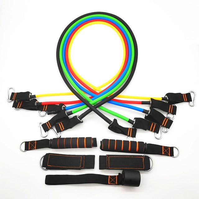 11 Piece/Set Latex Resistance Bands Crossfit Training Body Exercise Yoga Tubes Pull Rope Chest Expander Pilates Fitness with Bag The Clothing Company Sydney