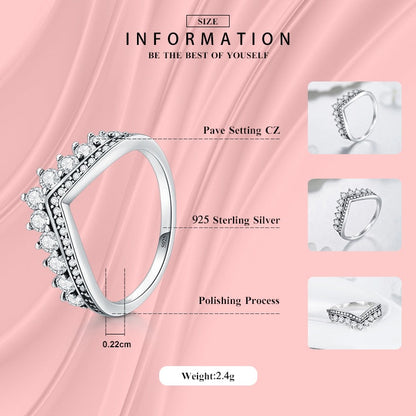 Fashion 925 Sterling Zircon Crown Finger Classic Stackable Silver Jewellery Ring The Clothing Company Sydney