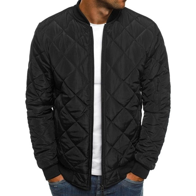Men's Cotton-padded Solid Color Rhombus Seam Cotton Jackets Coat Overcoat Jacket The Clothing Company Sydney