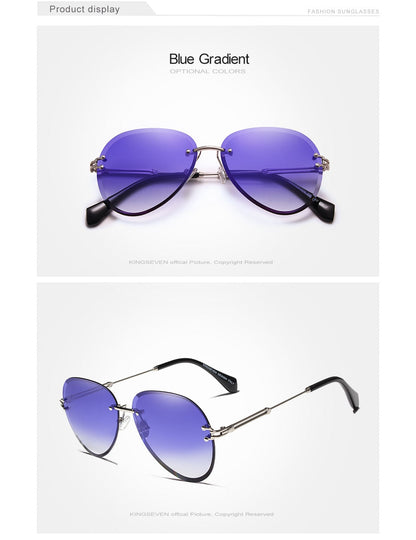 Designer Vintage Fashion Rimless Women Sunglasses Gradient Lens Sunglasses The Clothing Company Sydney