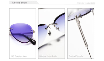 Designer Vintage Fashion Rimless Women Sunglasses Gradient Lens Sunglasses The Clothing Company Sydney