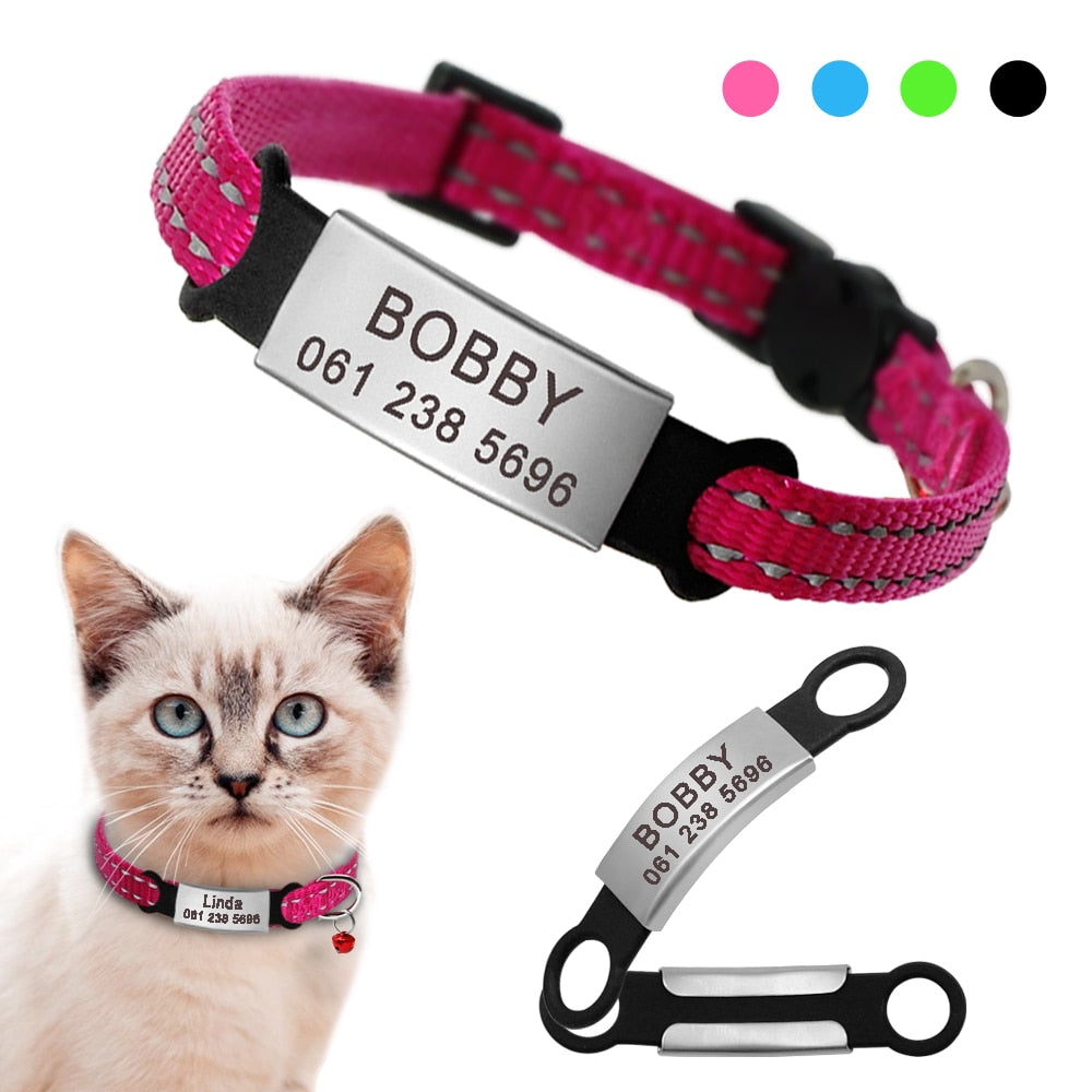 Nylon Cat Collar Personalized Pet Collars With Name ID Tag Reflective Kitten Collars Necklace For Pets Dog Accessories The Clothing Company Sydney