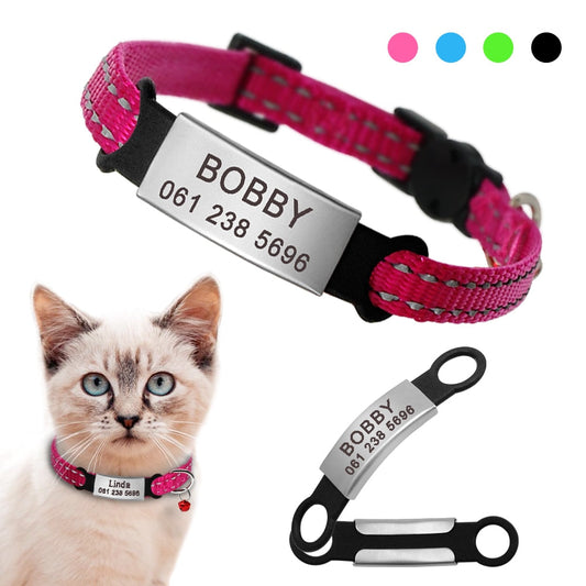 Nylon Cat Collar Personalized Pet Collars With Name ID Tag Reflective Kitten Collars Necklace For Pets Dog Accessories The Clothing Company Sydney