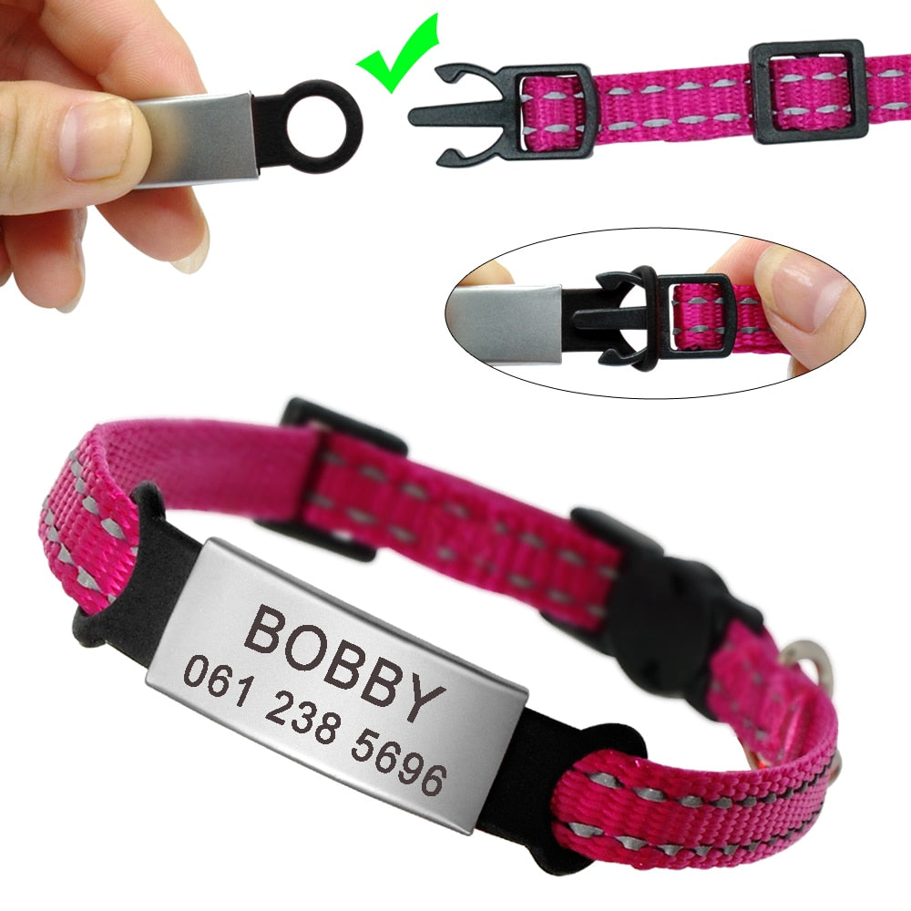 Nylon Cat Collar Personalized Pet Collars With Name ID Tag Reflective Kitten Collars Necklace For Pets Dog Accessories The Clothing Company Sydney