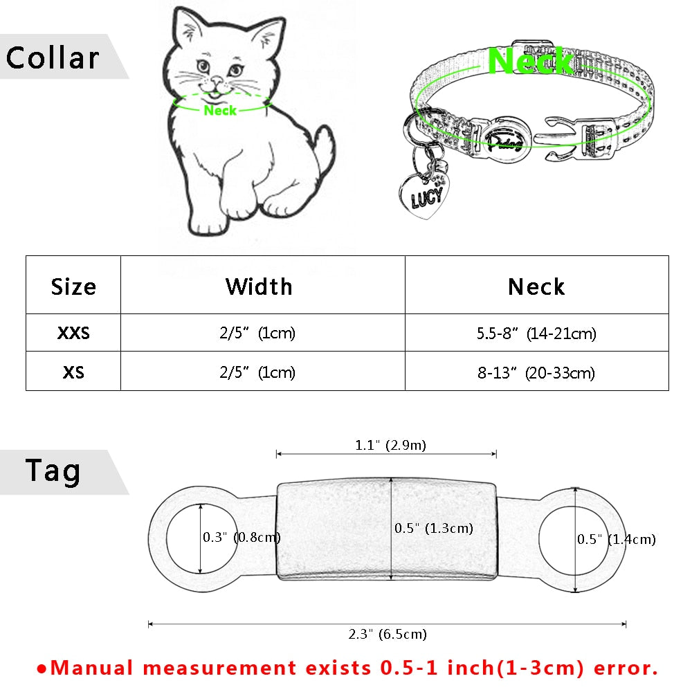Nylon Cat Collar Personalized Pet Collars With Name ID Tag Reflective Kitten Collars Necklace For Pets Dog Accessories The Clothing Company Sydney